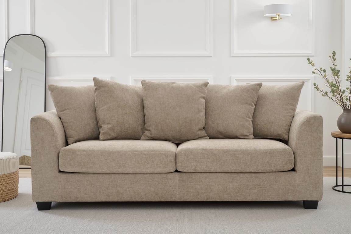 Beige Chenille 3 Seater Sofa CHLOE