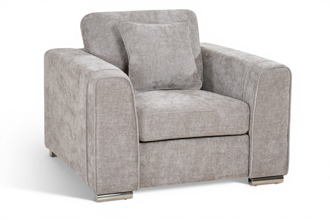 Woven Chenille Grey 1 Seater Sofa LOGAN