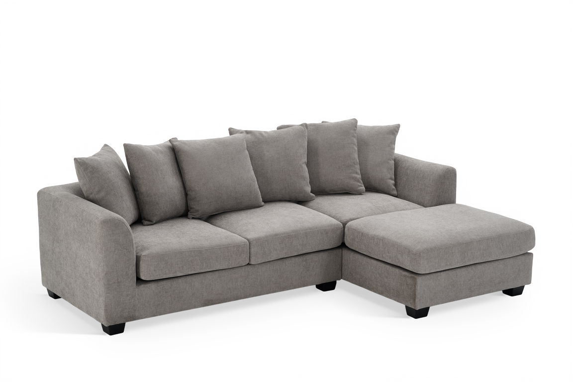 Grey Chenille 2C1 Corner Sofa with Chaise CHLOE