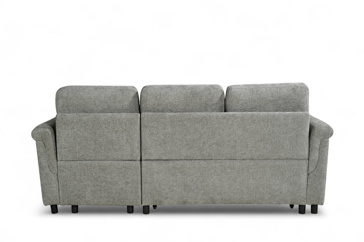 Woven Chenille Grey 2C1 Corner Sofabed with Chaise OSCAR