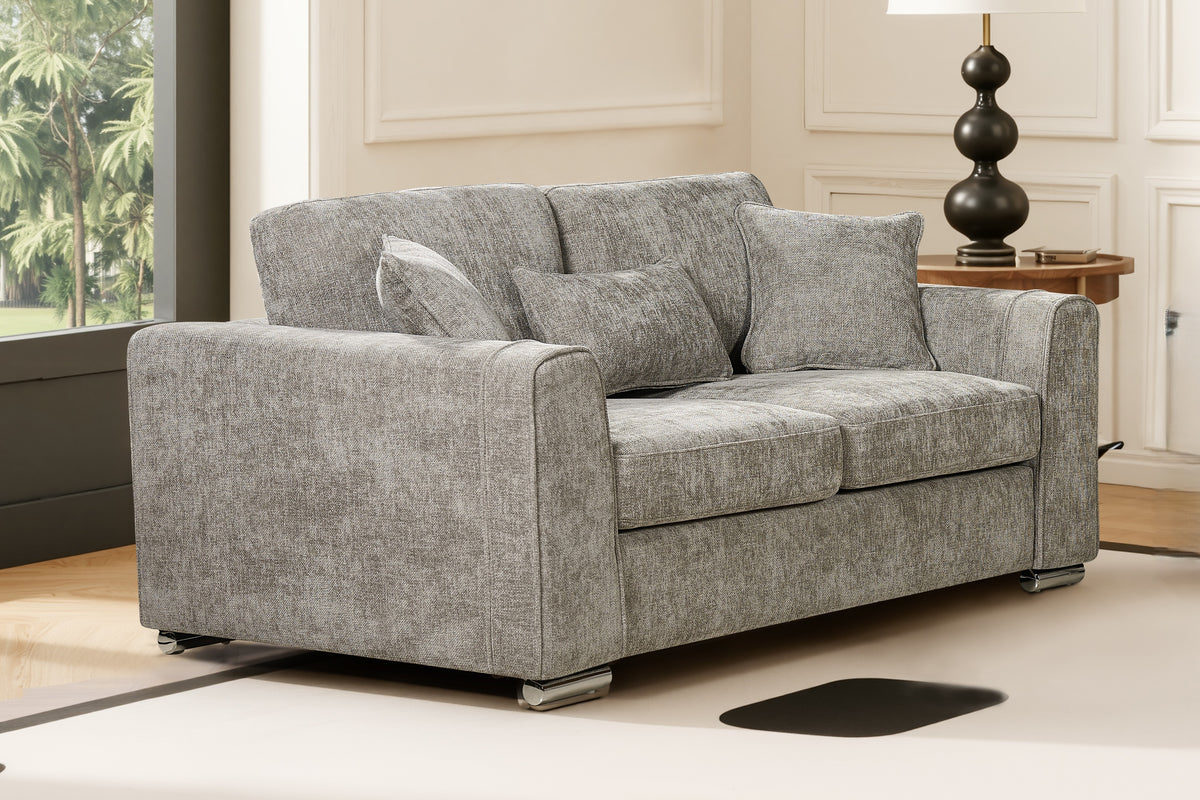 Woven Chenille Grey 2 Seater Sofa LOGAN