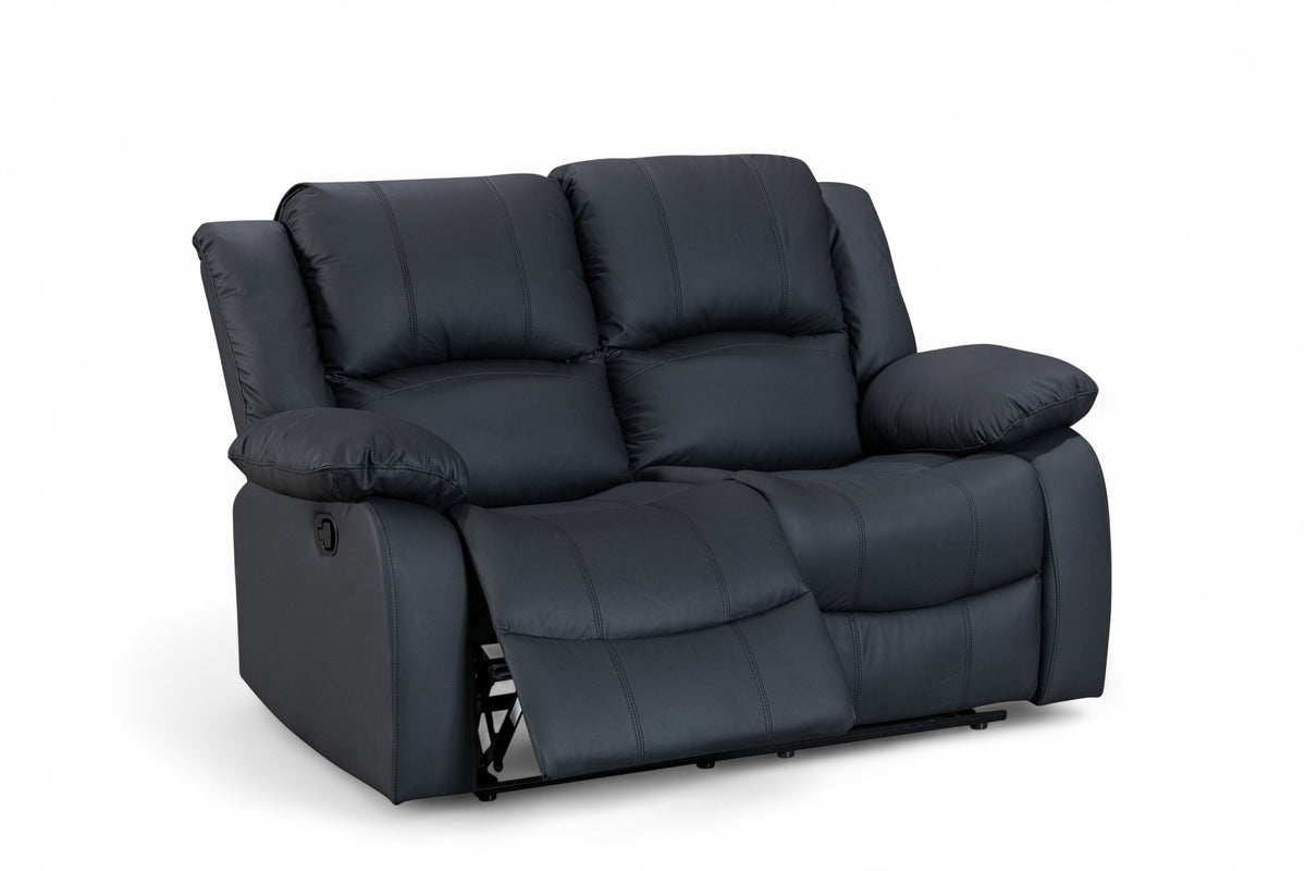 Black Faux Leather 2 Seater Recliner Sofa VARESA
