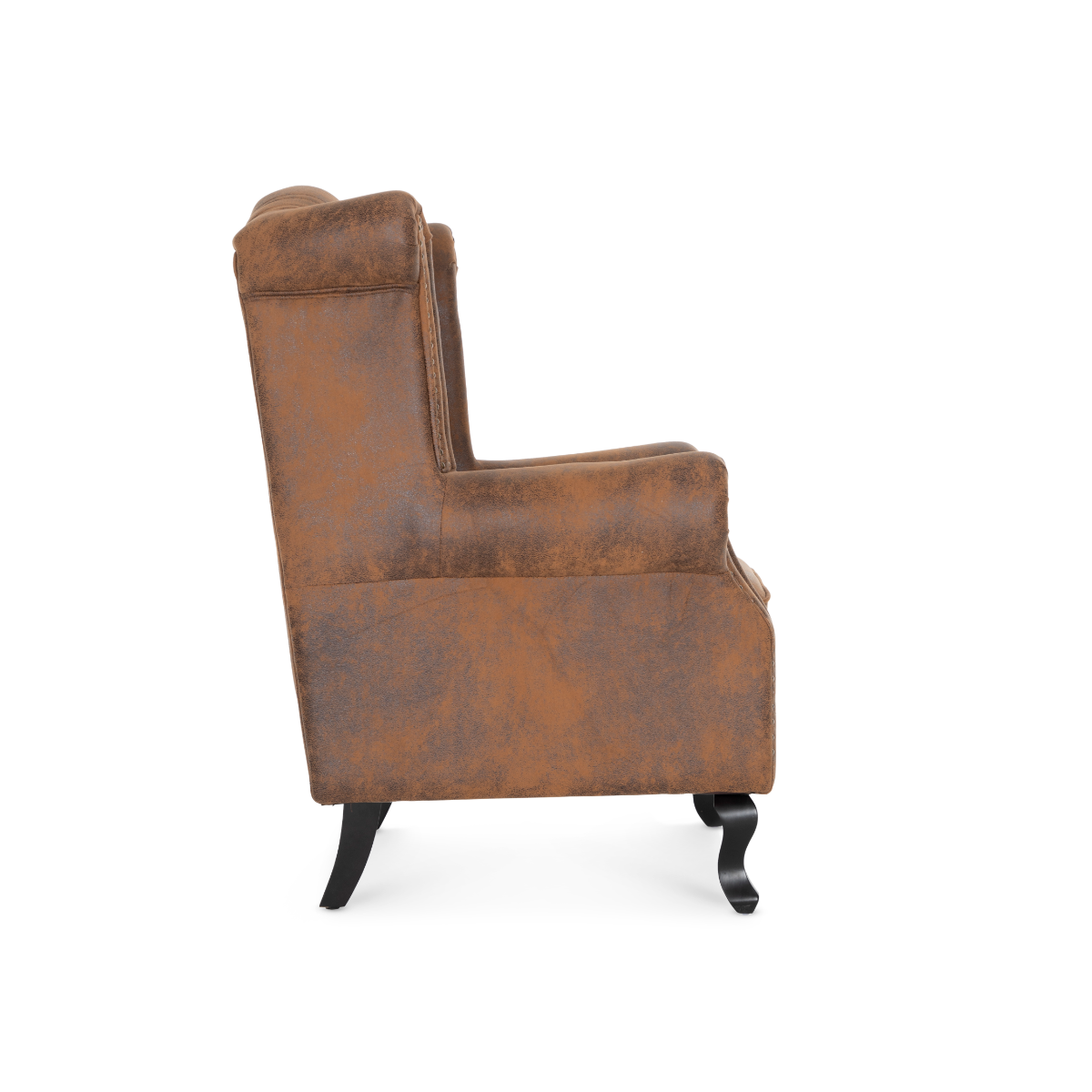 Faux Leather Suede Brown Britannia Wing Back Chair with Union Jack Flag