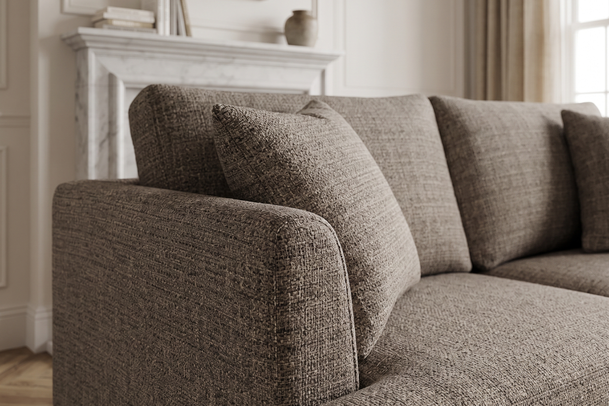 Cocoa Brown Chenille Fabric 2 Seater Sofa RAVELLO