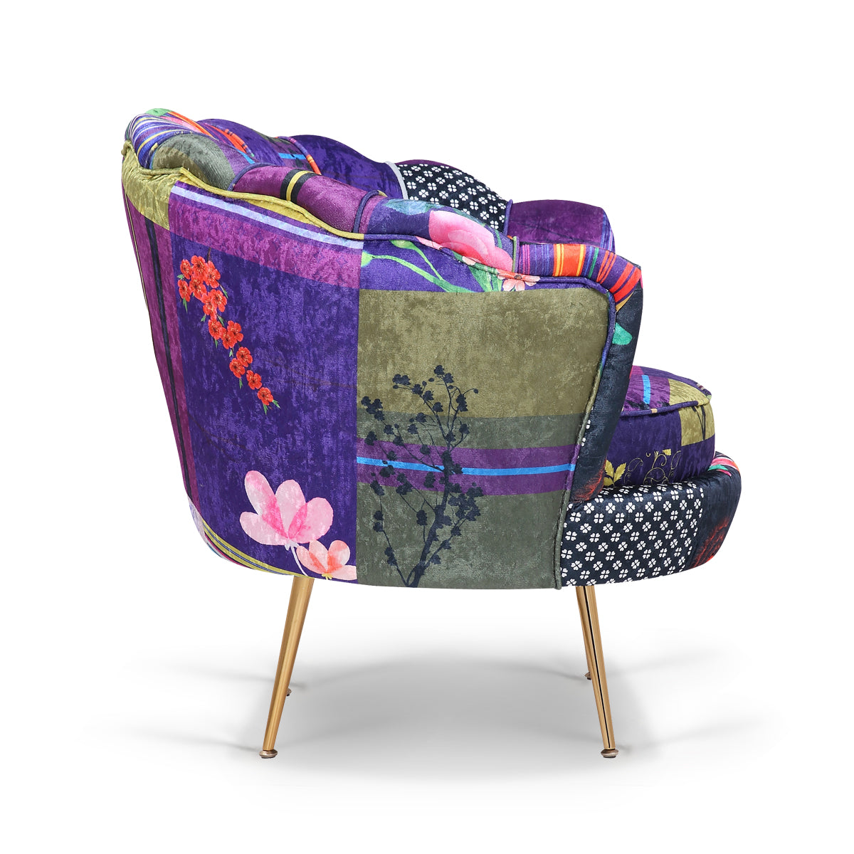 Fabric Patchwork 1 Seater Accent Sofa DAISY