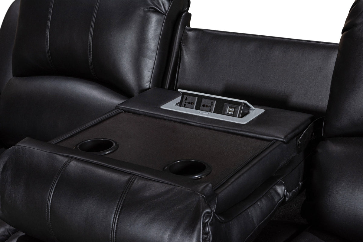 Faux Leather Black 3 + 2 Seater Manual Recliner Sofa Set VALENCIA