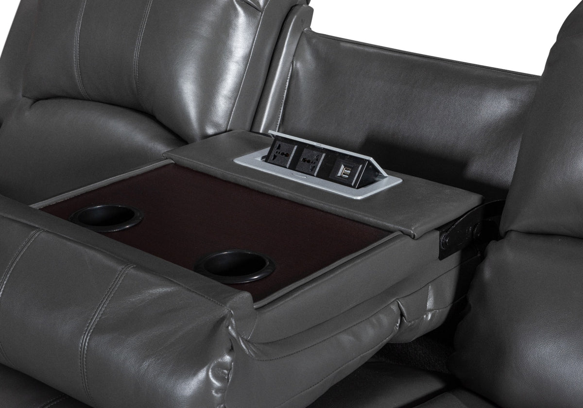 Faux Leather Grey 3 + 2 Seater Manual Recliner Sofa Set VALENCIA