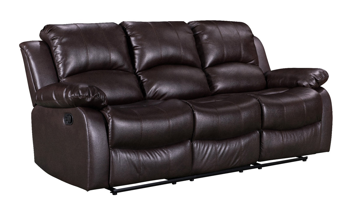 Faux Leather Brown 3 + 2 Seater Manual Recliner Sofa Set VALENCIA