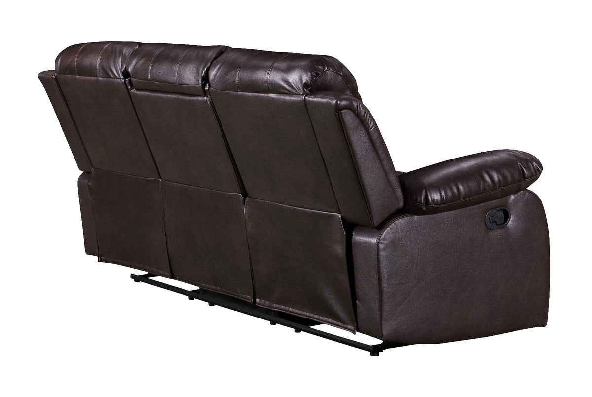Faux Leather Brown 3 + 2 Seater Manual Recliner Sofa Set VALENCIA