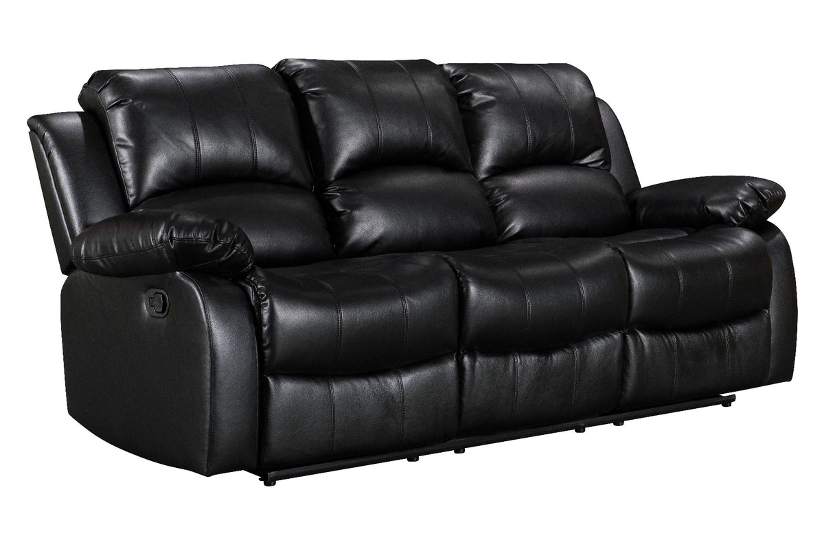 Faux Leather Black 3 + 2 Seater Manual Recliner Sofa Set VALENCIA