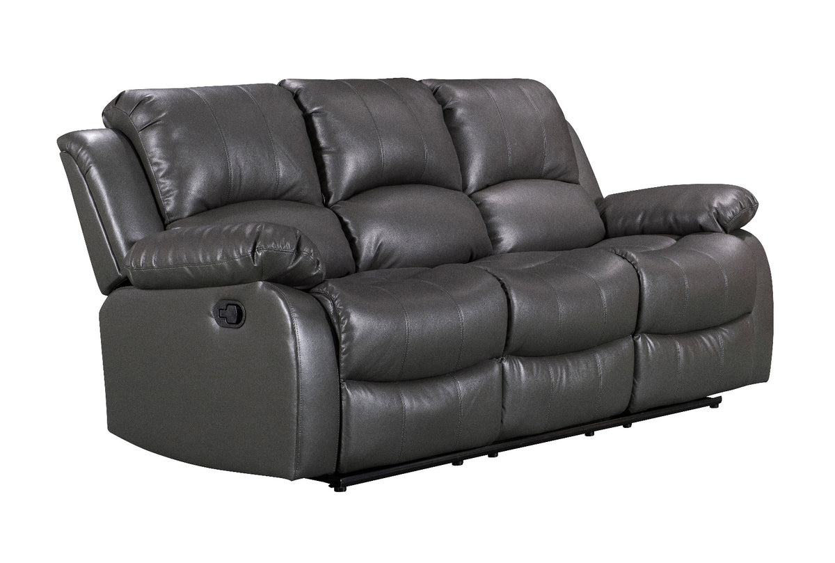 Faux Leather Grey 3 + 1 Seater Manual Recliner Sofa Set VALENCIA