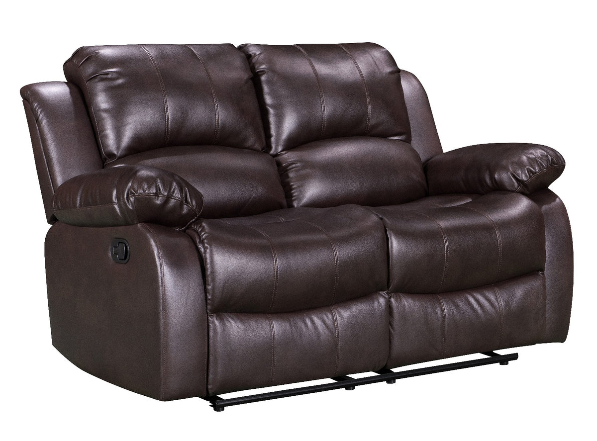 Faux Leather Brown 3 + 2 Seater Manual Recliner Sofa Set VALENCIA