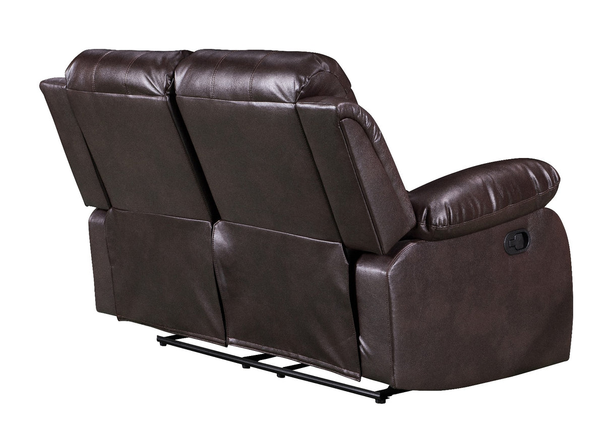 Faux Leather Brown 3 + 2 Seater Manual Recliner Sofa Set VALENCIA