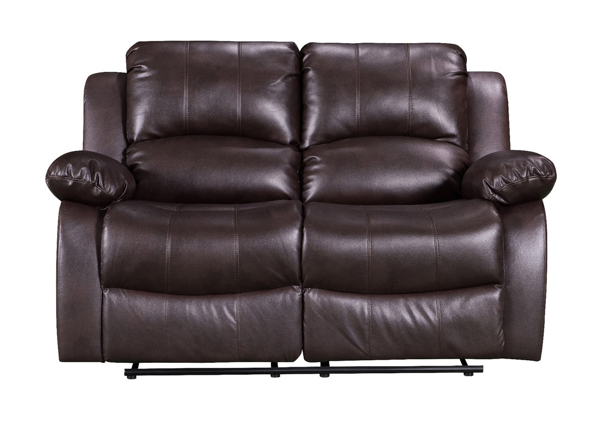 Faux Leather Brown 2 Seater Manual Recliner Sofa VALENCIA