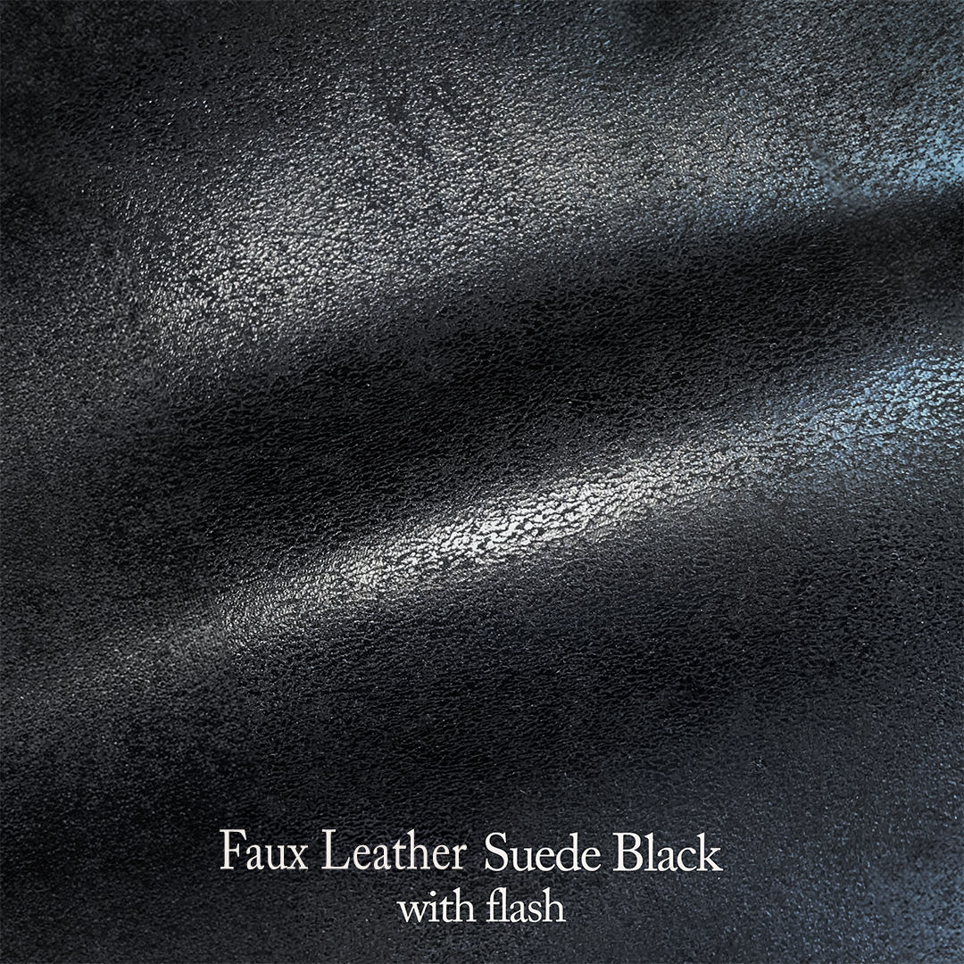 Faux Leather Suede Black Fabric Swatch