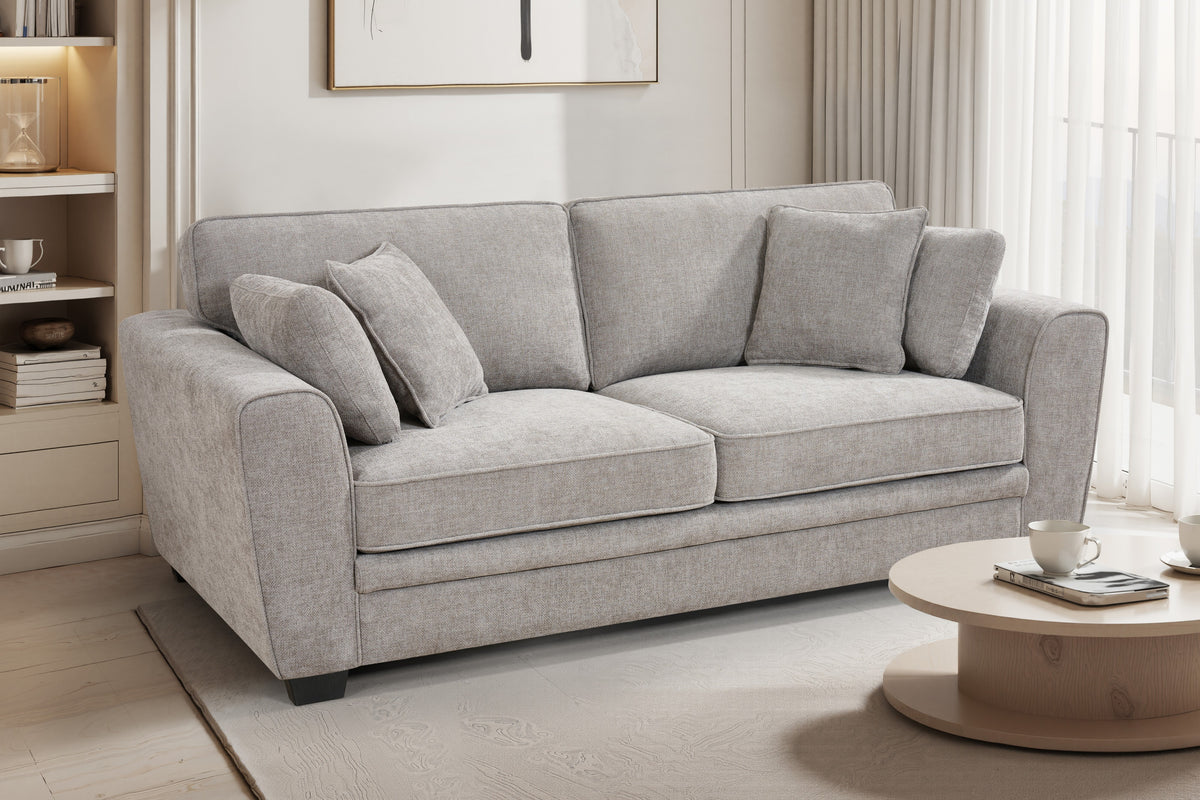 Grey Chenille Fabric 3 Seater Sofa BERTIE
