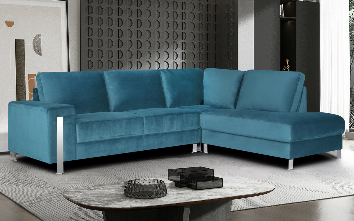 Velvet Teal Right Hand Facing Ostuni Corner Sofa Lovesofas