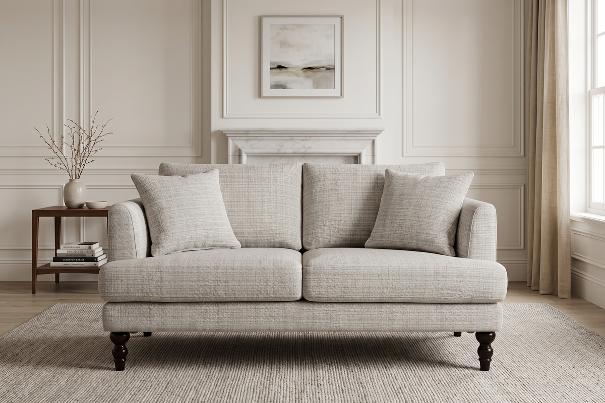 Stone Grey Chenille Fabric 2 Seater Sofa RAVELLO