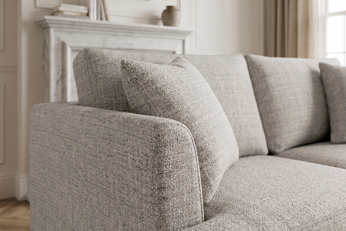 Stone Grey Chenille Fabric 2 Seater Sofa RAVELLO