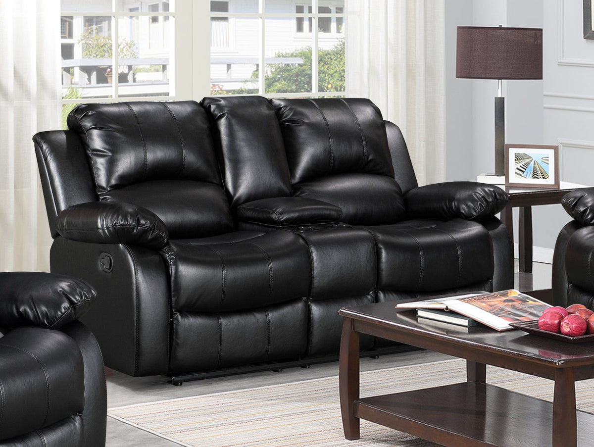 2 seater leather recliner best sale sofa with drinks console