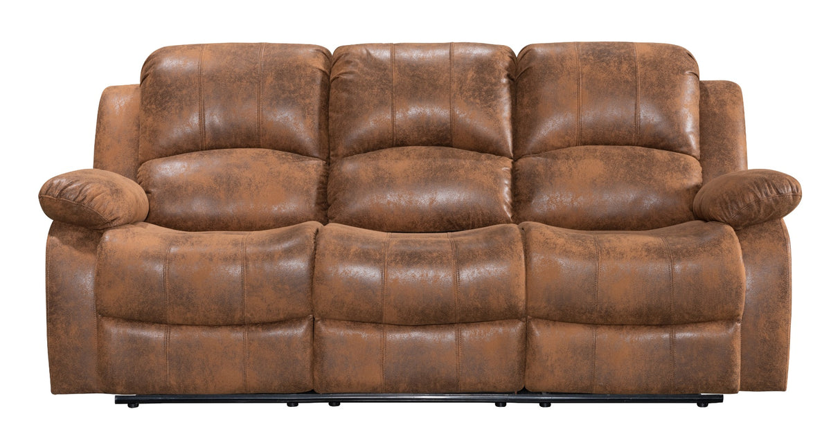 Faux Leather Suede Brown 3 + 2 + 1 Seater Manual Recliner Sofa Set VALENCIA
