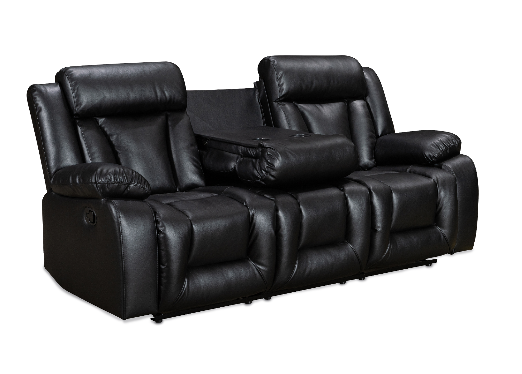 Black leather clearance double recliner