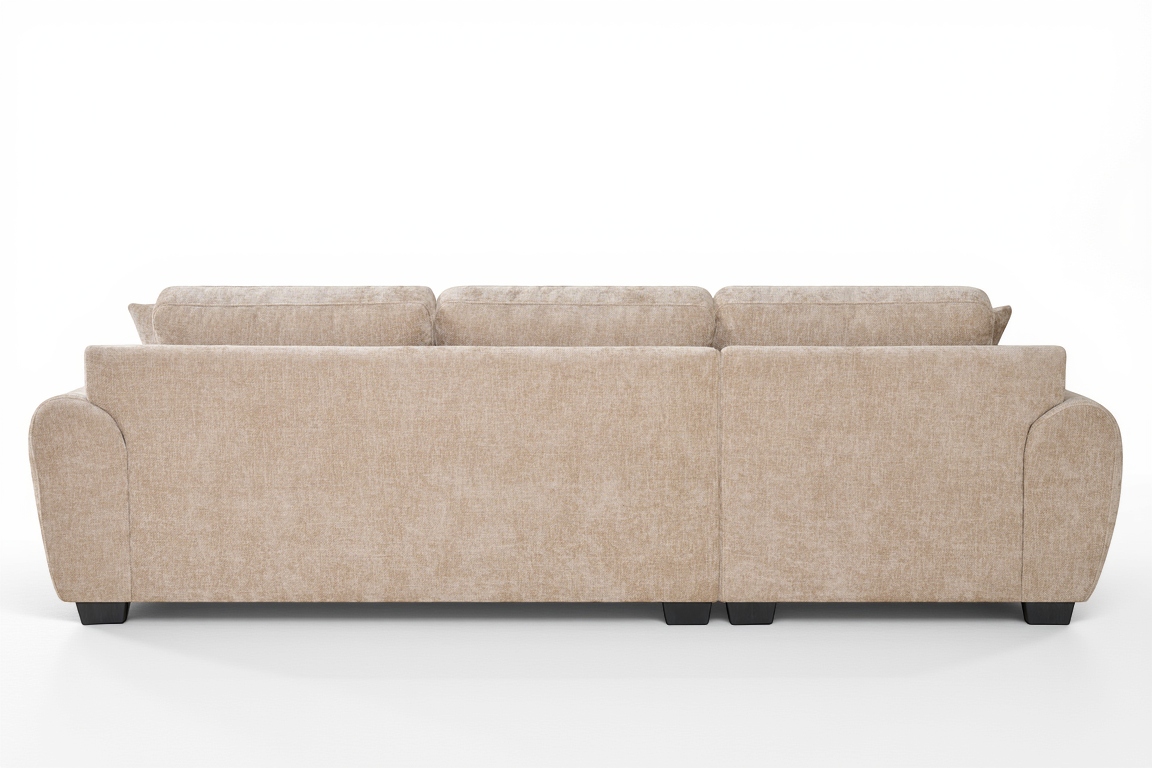Beige Chenille Fabric 1C2 Corner Sofa with Chaise JACK