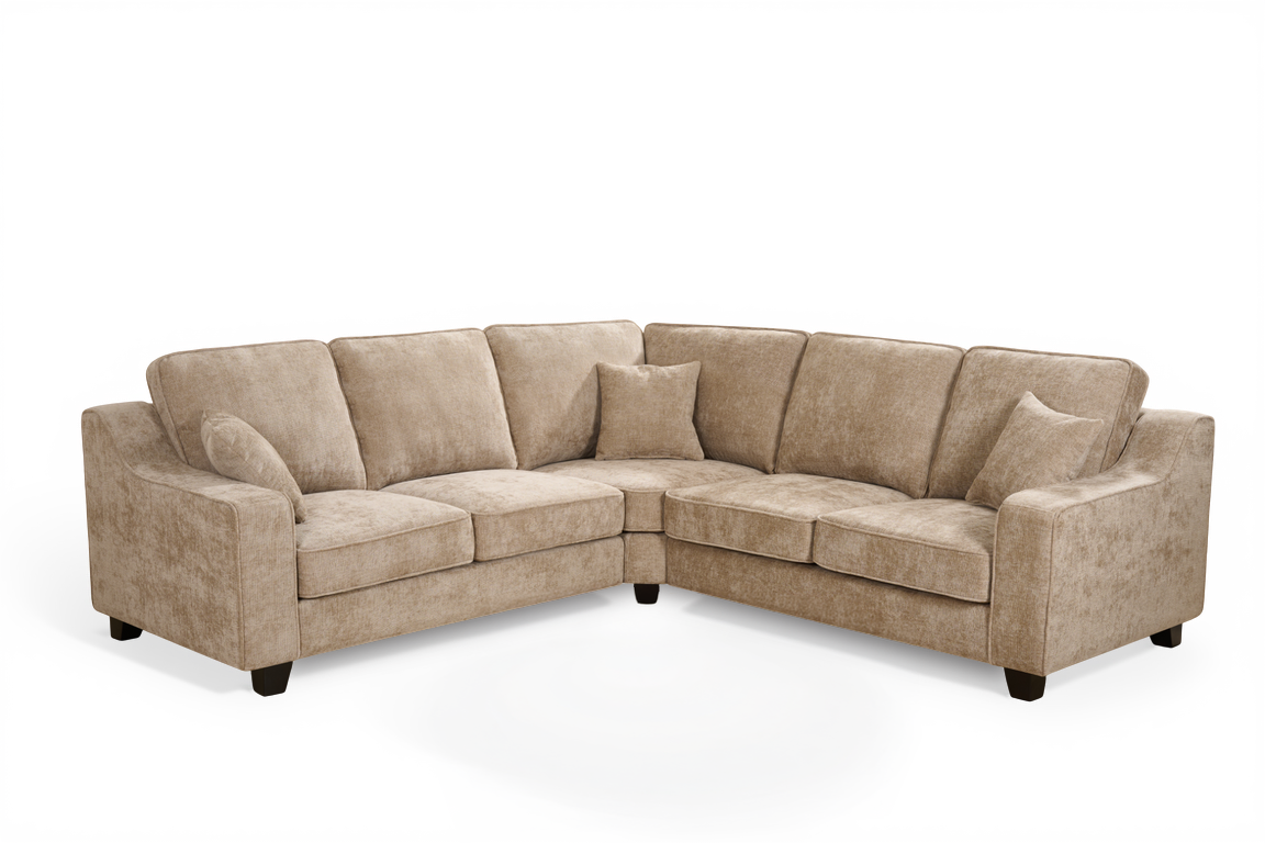Beige Chenille Fabric 2C2 Corner Sofa NATHAN