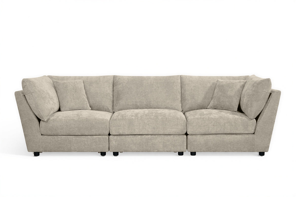 Beige Chenille Fabric 3 Seater Modular Sofa MADDIE