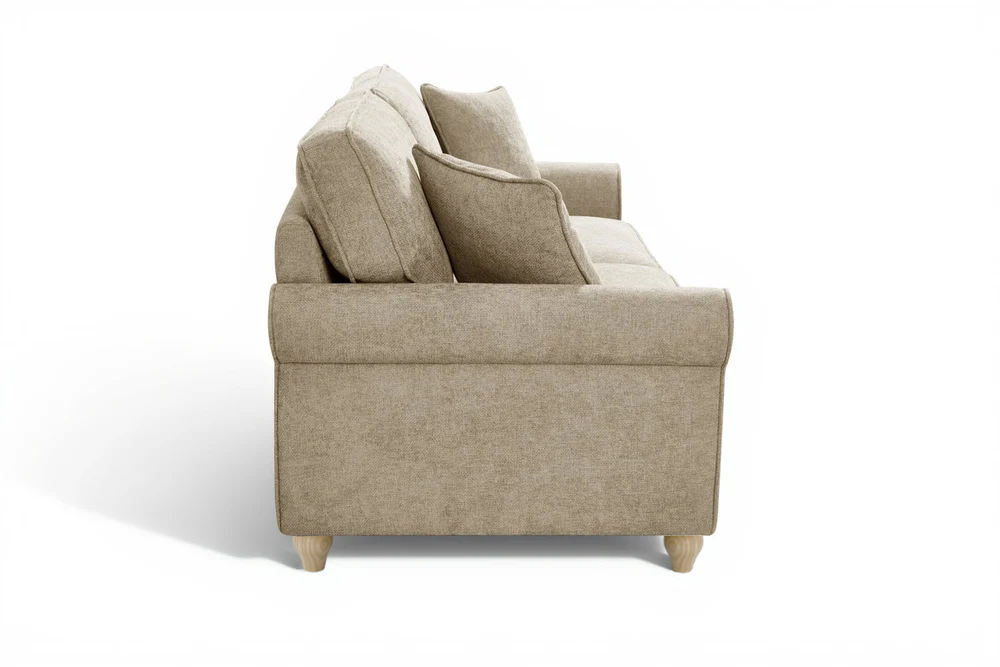 Beige Chenille Fabric 3 Seater Sofa with Round Legs FREDDIE