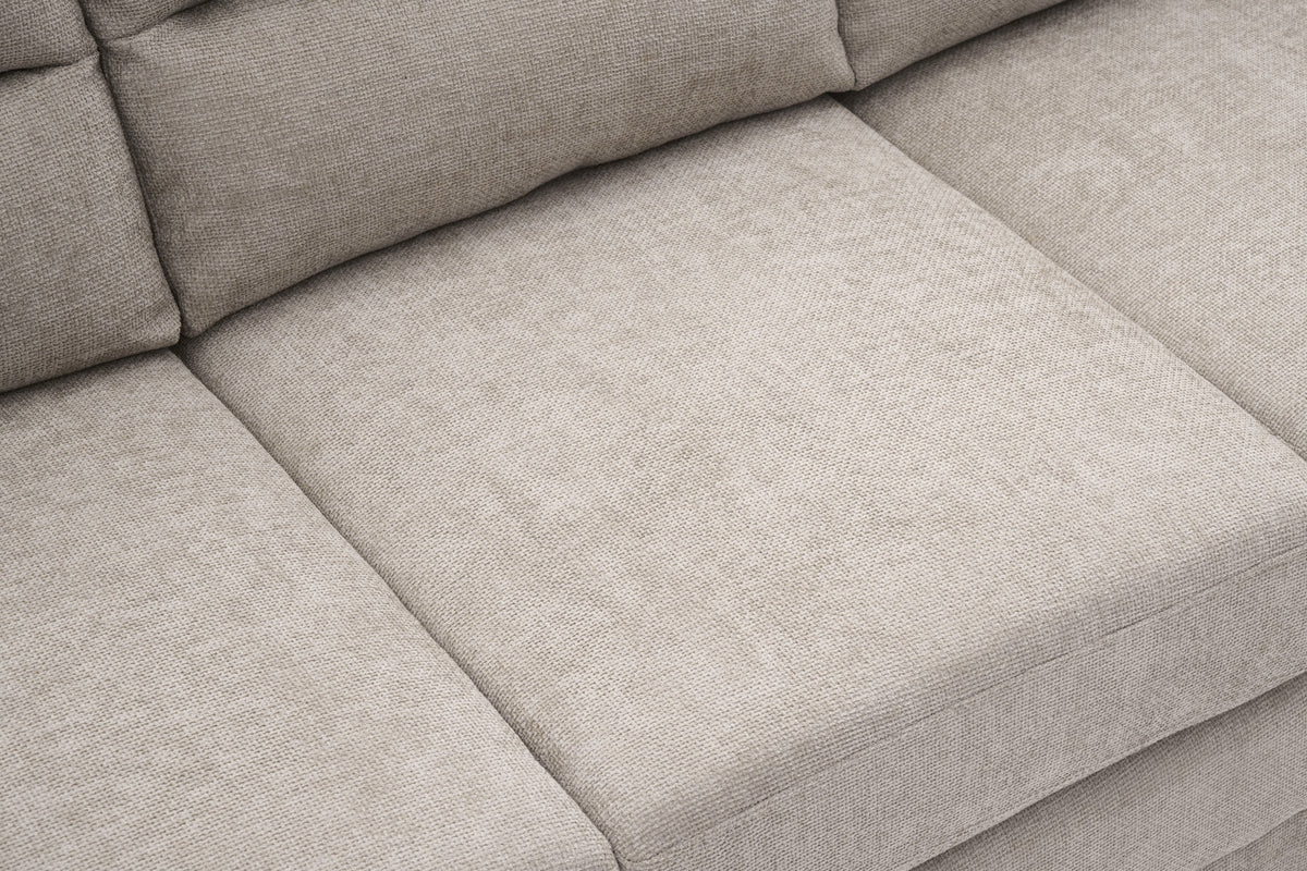 Beige Chenille Fabric 3 Seater Sofa LINCOLN