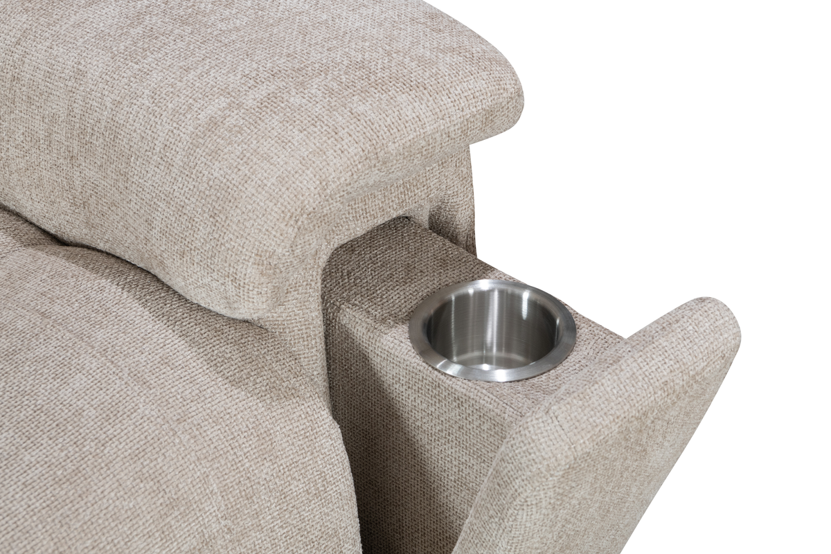 Beige Chenille Fabric Electric 1 Seater Recliner Chair MOLENA