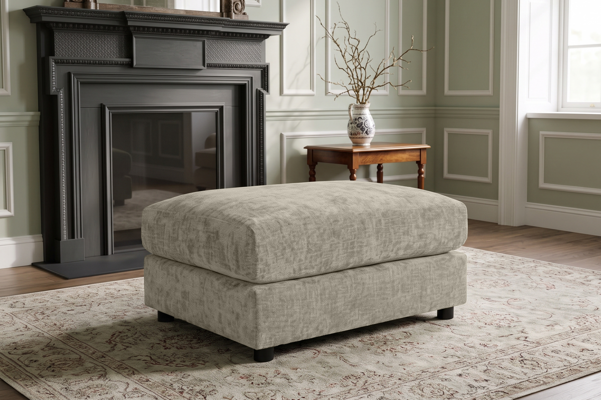 Beige Chenille Fabric Modular Ottoman MADDIE