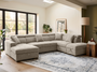 Beige Chenille Fabric Right Hand Facing U-Shaped Sofa Bed with Storage AUGUSTA