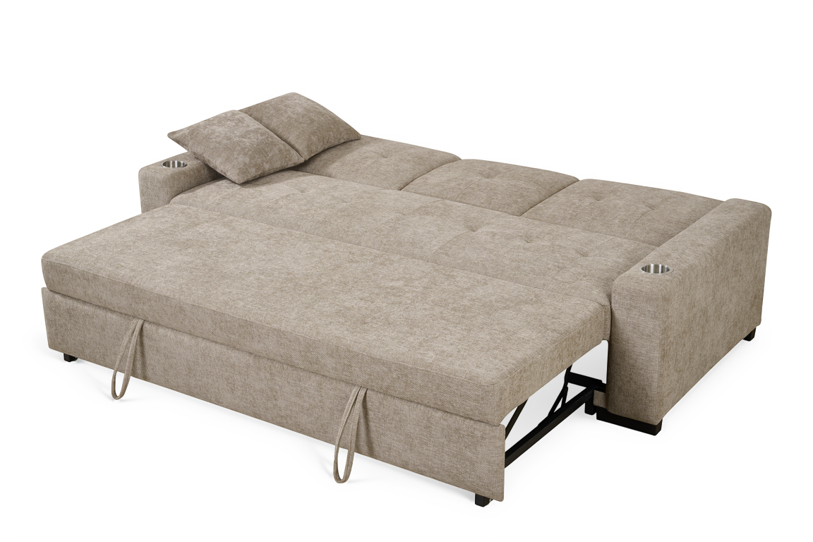 Beige Chenille Fabric 3 Seater Sofabed CHARLES