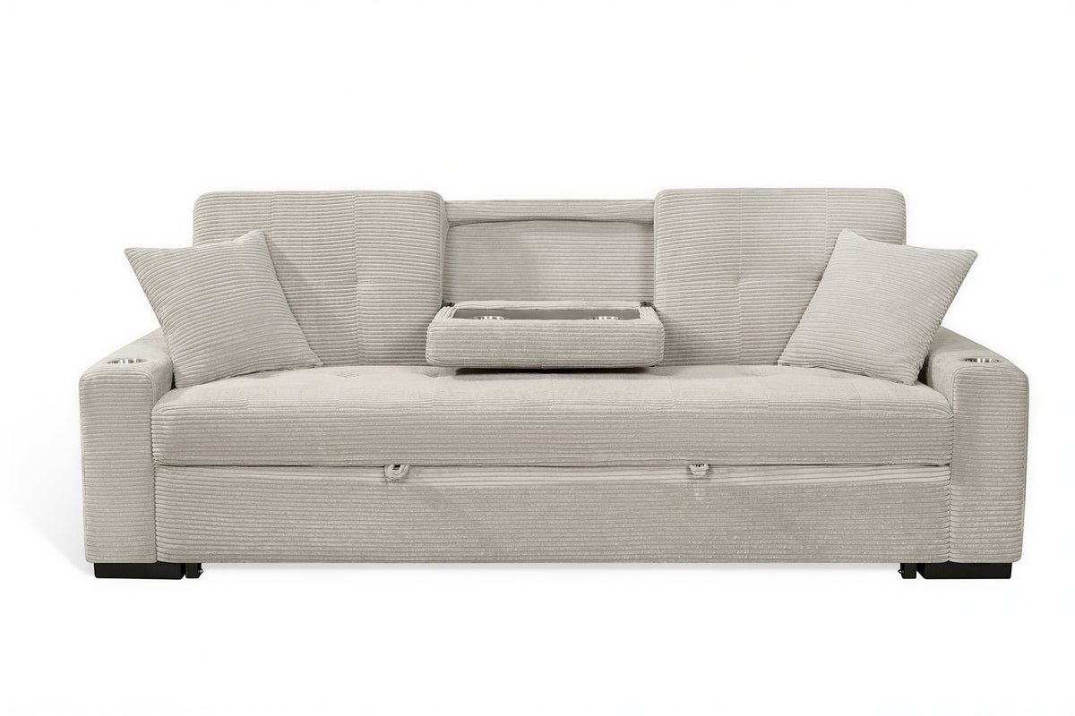 Beige Jumbo Cord 3 Seater Sofabed CHARLES