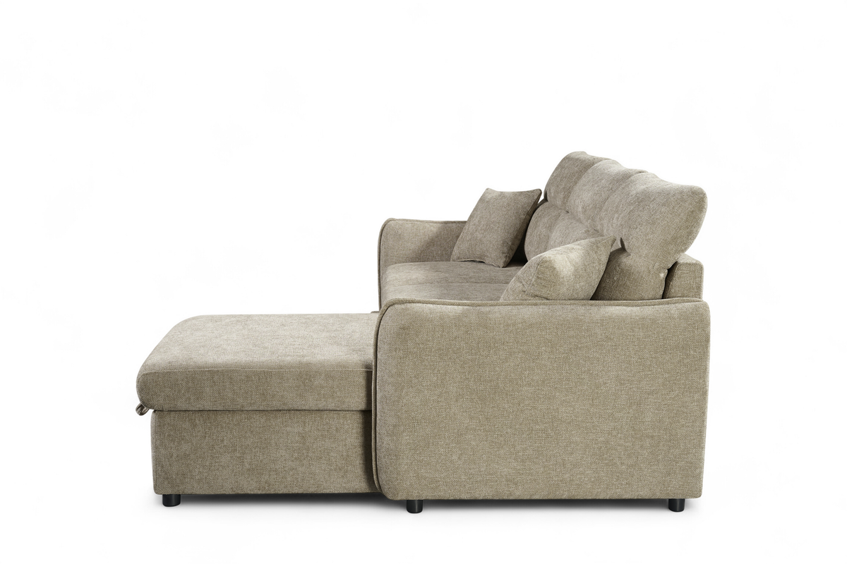 Beige Chenille Fabric 2C1 Corner Sofabed with Storage ARCHIE