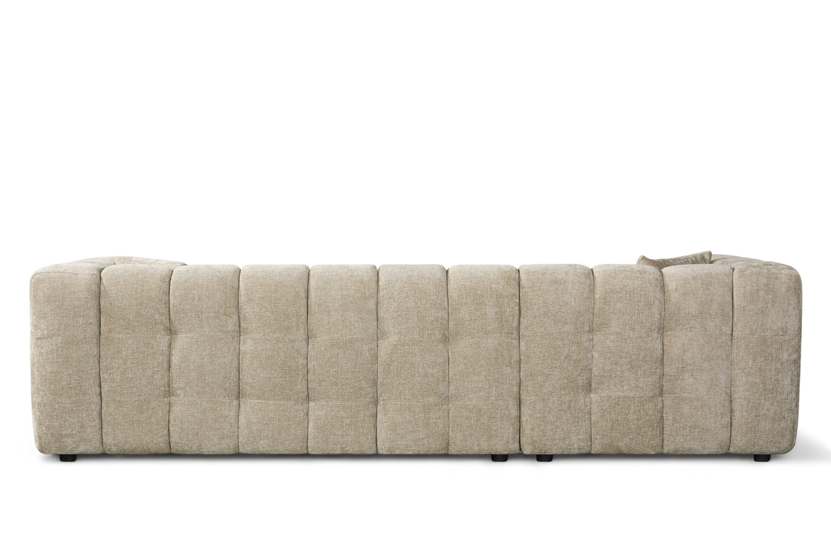 Beige Chenille Fabric Left Hand Facing Corner Sofa with Ottoman LUGANO