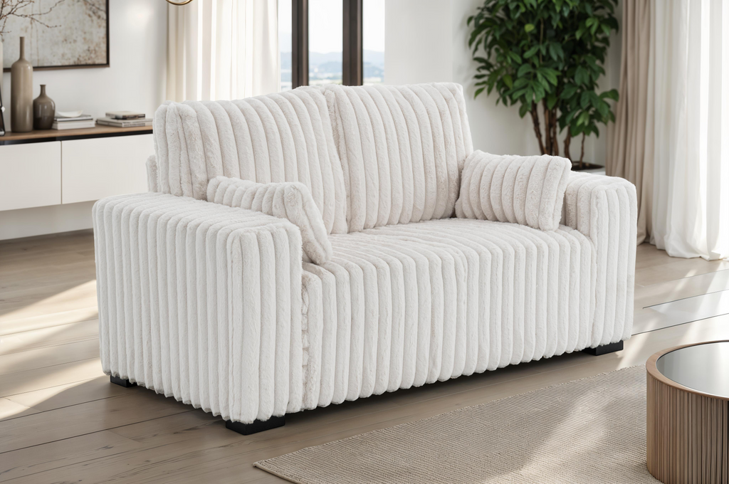 Beige Jumbo Cord 2 Seater Sofa BOLZANO Background