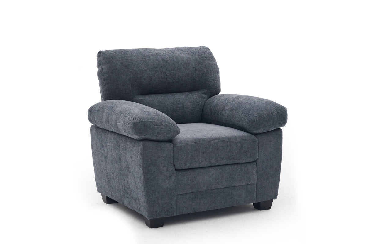 Blue Chenille Fabric 1 Seater Sofa LINCOLN