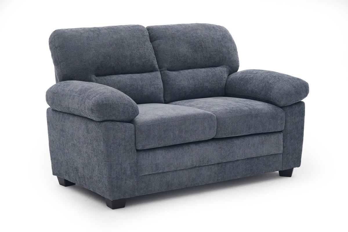 Blue Chenille Fabric 2 Seater Sofa LINCOLN