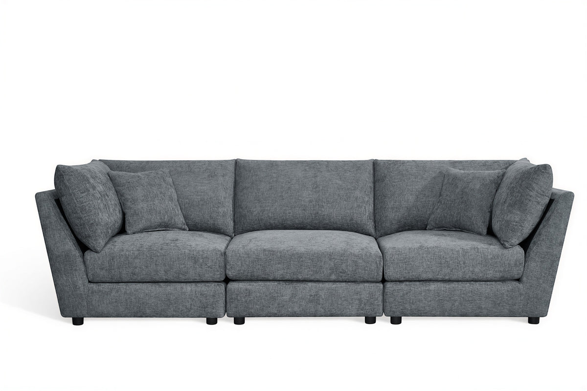 Blue Chenille Fabric 3 Seater Modular Sofa MADDIE