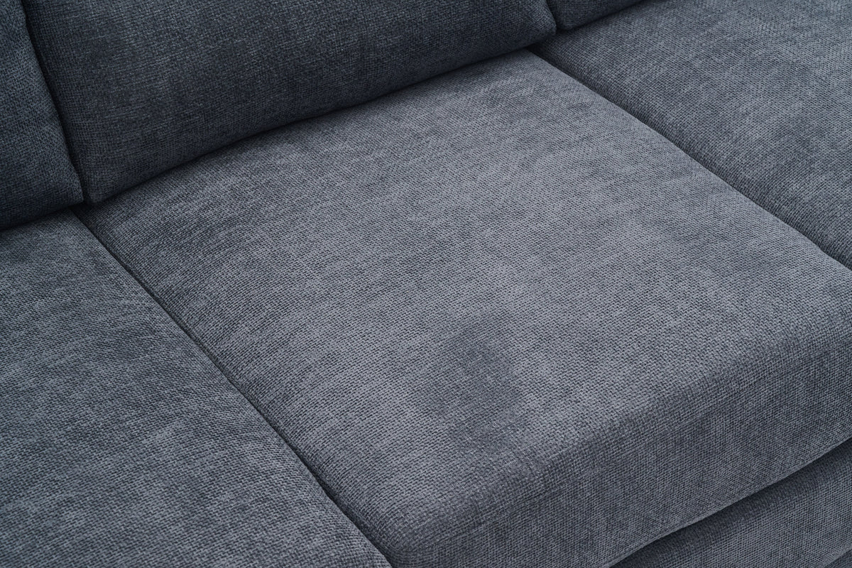 Blue Chenille Fabric 3 Seater Sofa LINCOLN