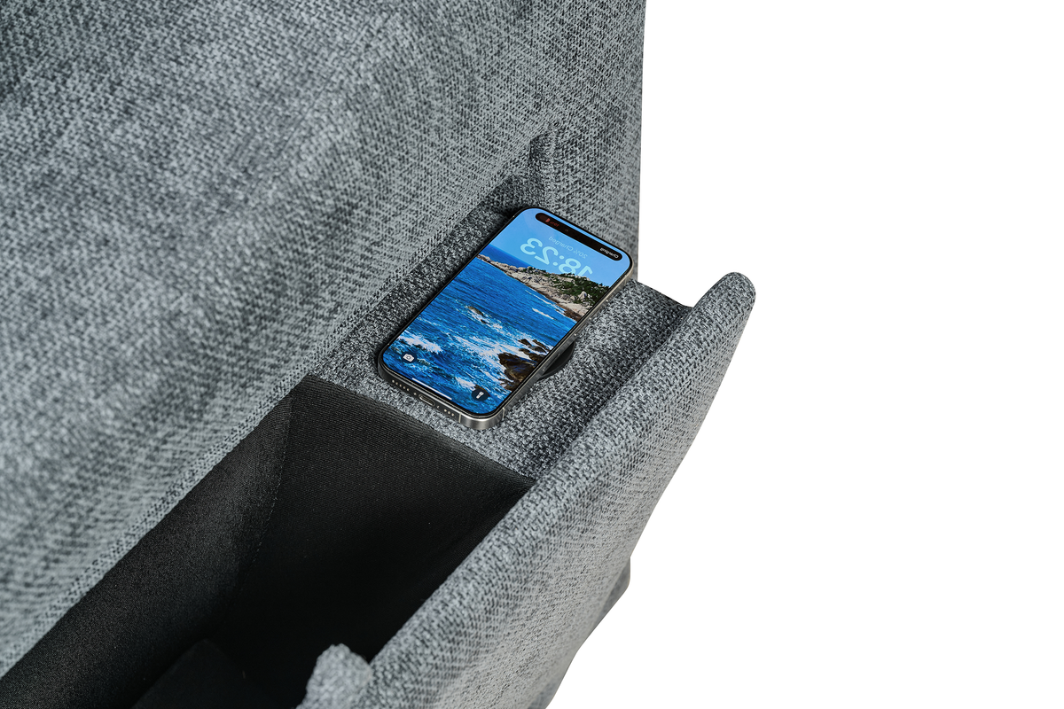 Blue Chenille Fabric 1C2 Corner Sofabed with Storage ARTHUR
