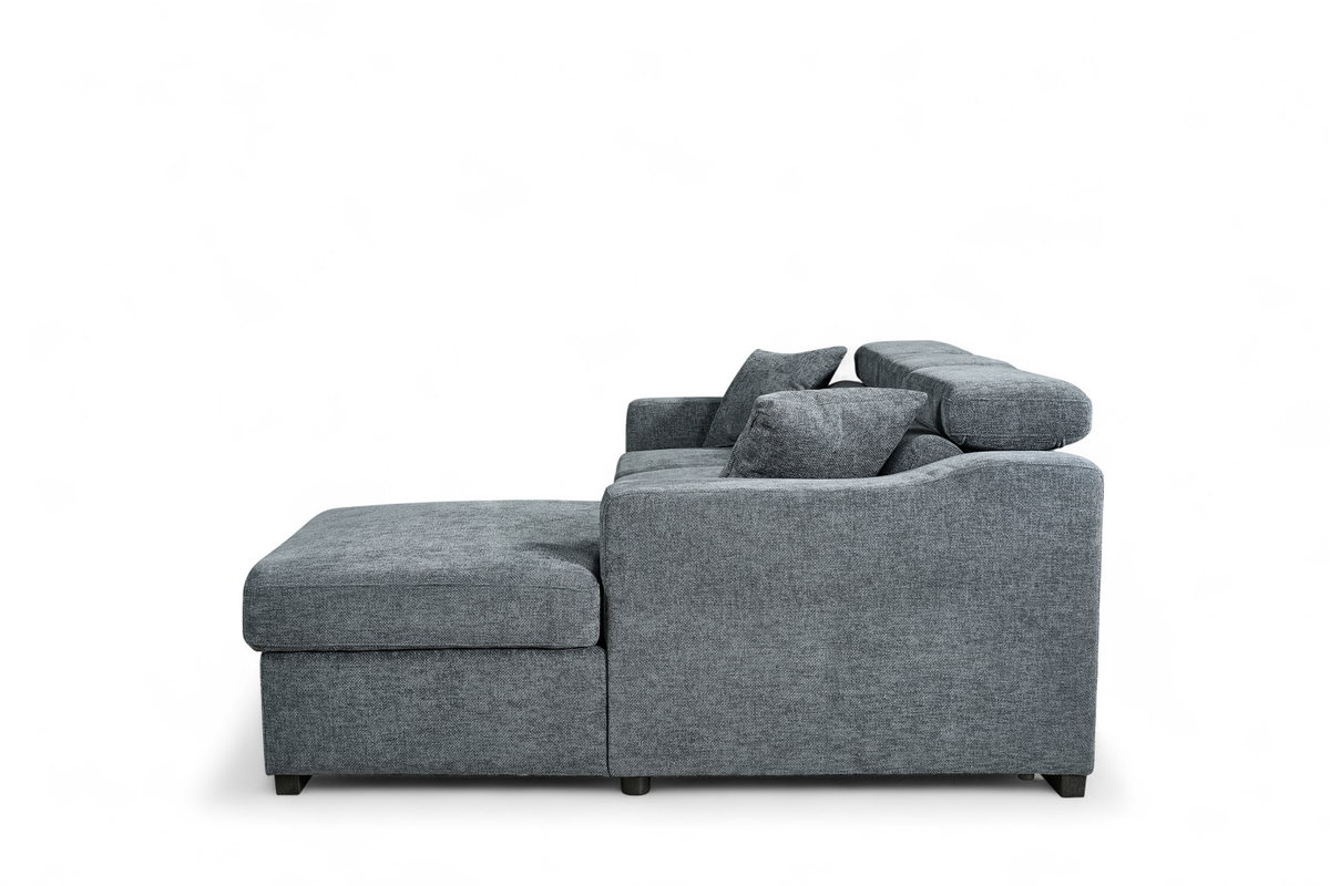 Blue Chenille Fabric 2C1 Corner Sofabed with Storage ARTHUR