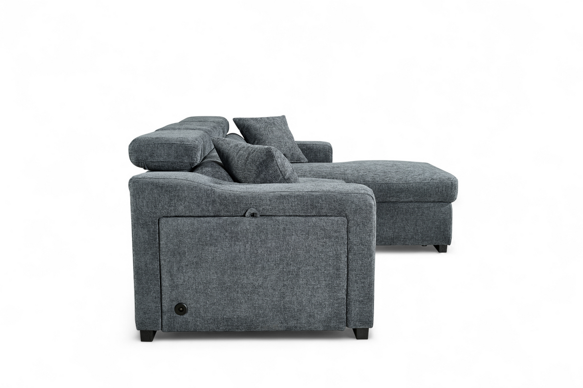 Blue Chenille Fabric 2C1 Corner Sofabed with Storage ARTHUR