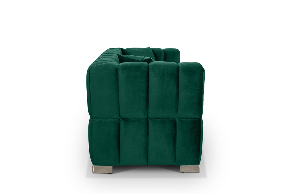 Velvet Bottle Green 3 Seater Rochford Sofa