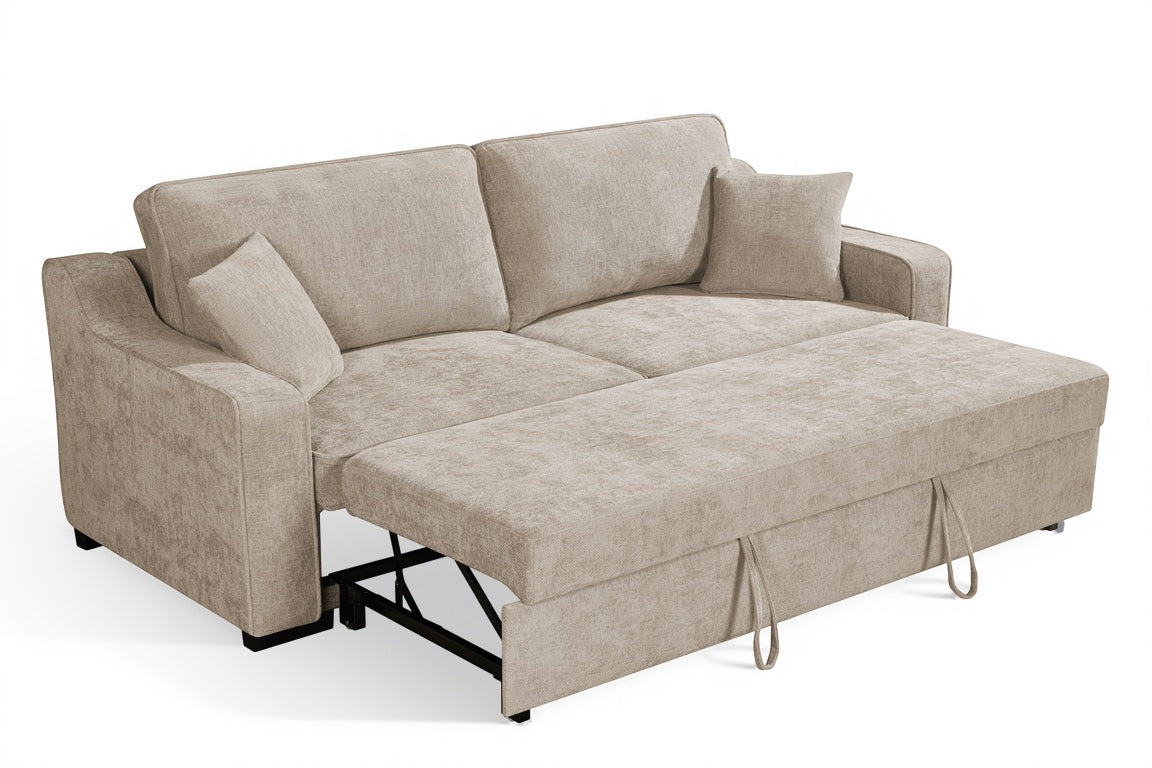 Beige Chenille Fabric 3 Seater Sofabed NATHAN