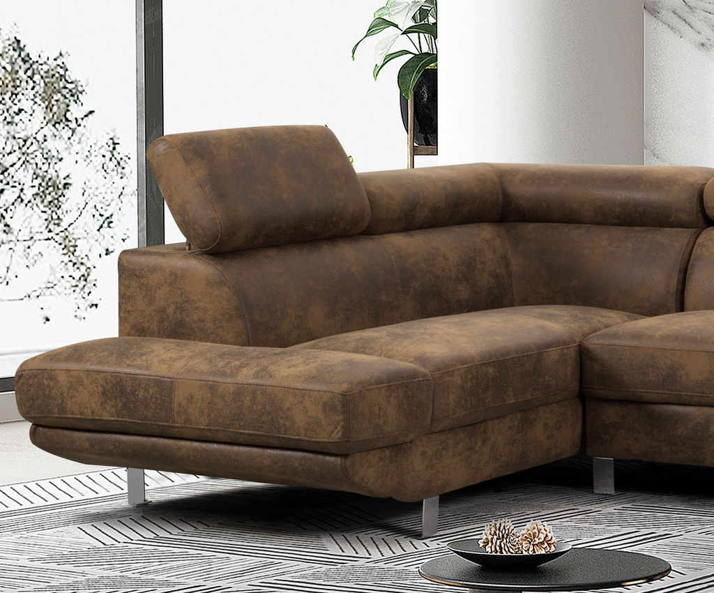 Leather Air Suede Brown San Remo Left Hand Facing Corner Sofa