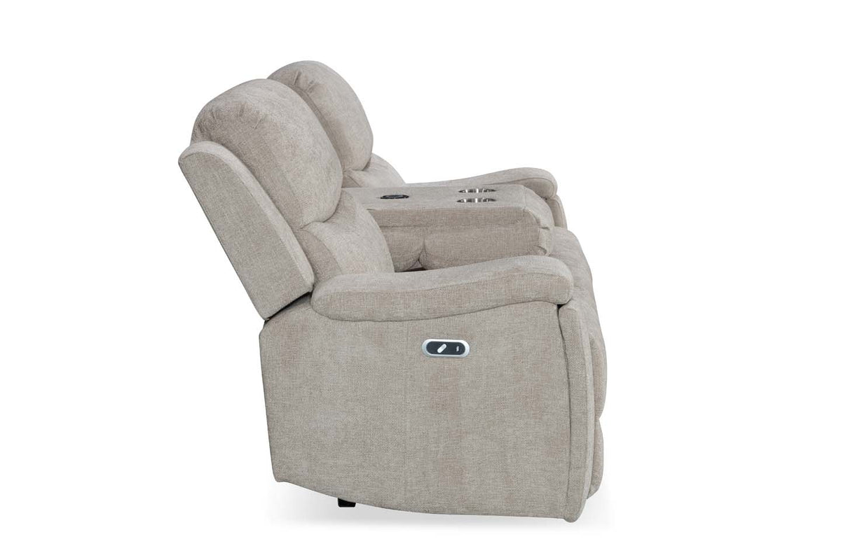 Beige Chenille Fabric Electric 3 Seater Recliner Sofa VISCONTI